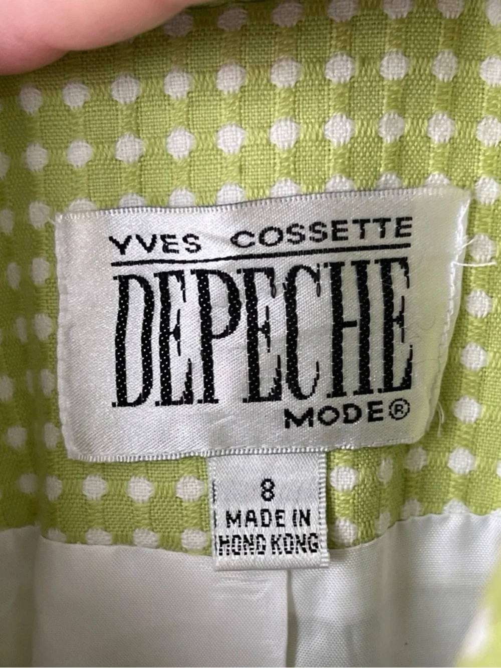 Vintage Depeche Mode Polka Dot Peacoat Lightweight Bright Green Womens Size 8